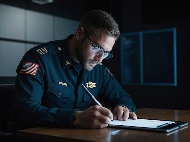 A close-up of a US immigration officer reviewing documents at a port of entry. The officer's expression is serious and focused, highlighting the thoroughness of the review process.