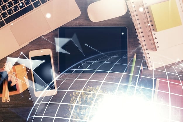 A digital landscape with icons representing various copyrighted materials such as music notes, film reels, and books, all interconnected by digital streams, symbolizing the complexities of copyright in the digital age.