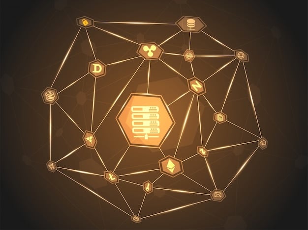 A visual representation of multiple blockchains connecting and interacting, symbolizing the concept of interoperability in digital currencies and the global nature of the market. The image includes various logos of different cryptocurrencies.