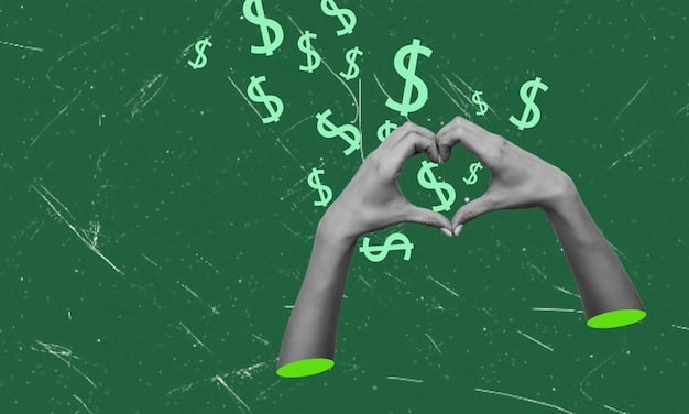 A digital graphic showing two hands, one holding US dollar bills and the other holding a Bitcoin, extending towards each other, symbolizing the comparison and potential exchange between traditional and cryptocurrency payments.