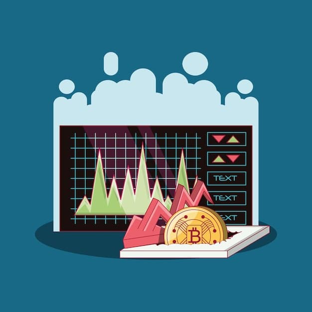 A split-screen graphic illustrating the calculation of capital gains and losses in cryptocurrency. On one side, a purchase of Bitcoin is documented with its cost basis, and on the other side, a later sale of that Bitcoin is recorded with its proceeds, leading to a calculated net gain or loss, visually represented by up or down arrows.