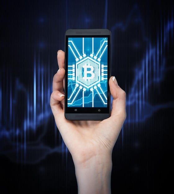 A smartphone displaying a two-factor authentication code for a cryptocurrency exchange, with a secure padlock icon in the background.