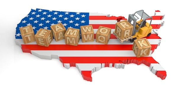 A map of the United States highlighting states with the highest demand for skilled immigrant workers, showing the distribution of industries and job opportunities across the country.