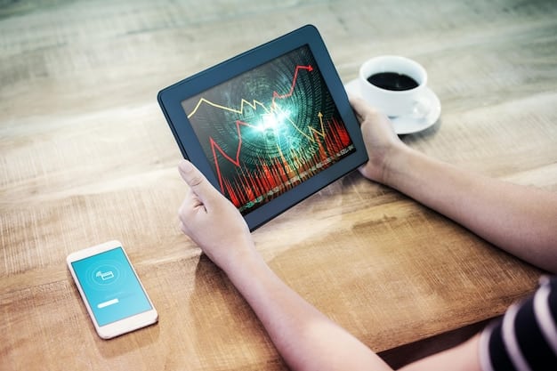 A close-up of hands trading options on a digital trading platform, showing charts with both upward and downward trends, highlighting the potential for profit in any market condition.