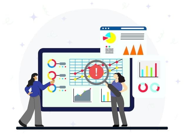A graphical representation of a risk assessment process, showing various threat vectors and vulnerabilities being analyzed and mitigated. The image includes icons representing data breaches, malware infections, and phishing attacks.