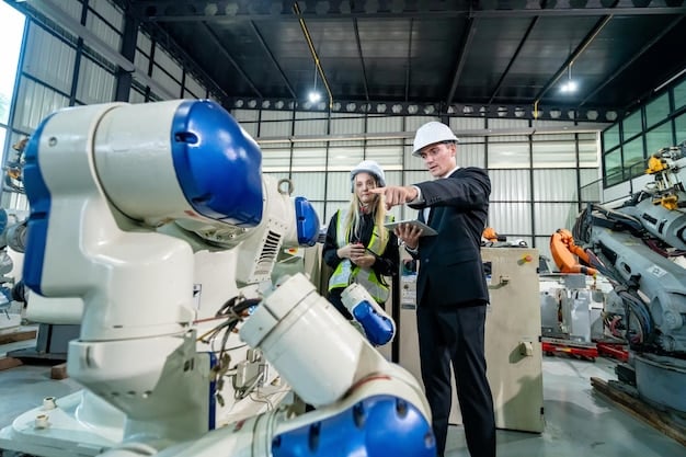 A modern manufacturing facility with advanced robotic systems, illustrating the increasing demand for automation specialists and robotics engineers