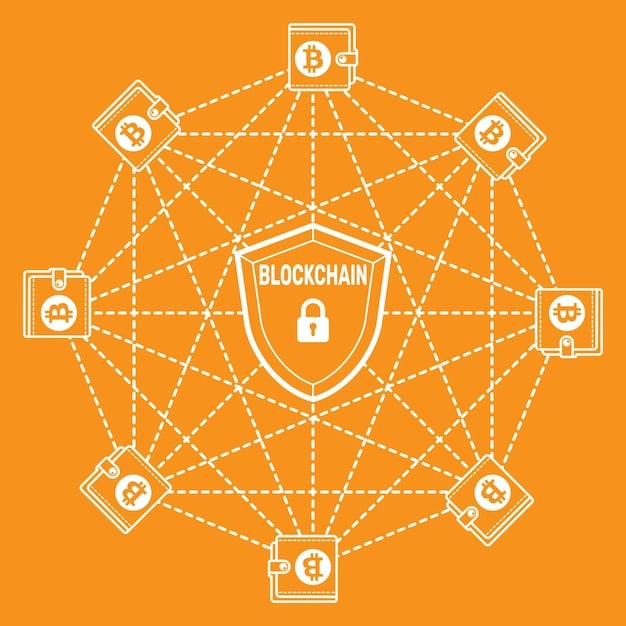 A graphic depicting a network of interconnected data points, with a lock icon in the center, representing secure data transfer and privacy protection.