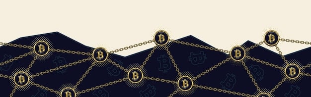 A conceptual image depicting a tangled network of blockchain nodes, representing the complexity of cryptocurrency networks. Overlayed on this is a shield, symbolizing the protection that regulations aim to provide to the financial system and investors from the risks associated with cryptocurrencies.