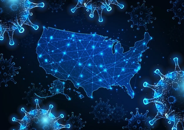 A light pollution map showing the United States, with varying colors indicating different levels of light pollution, ranging from dark blue (minimal pollution) to bright white (heavy pollution).