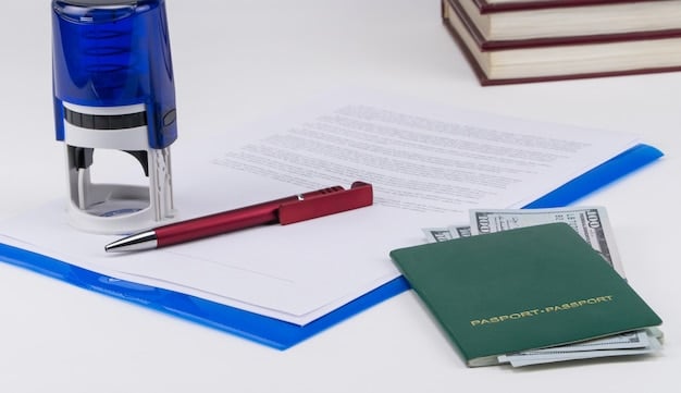 A close-up photo of official documents related to immigration law, including a visa application form and a legal document related to immigration policy, emphasizing the bureaucratic and legal aspects of the system.