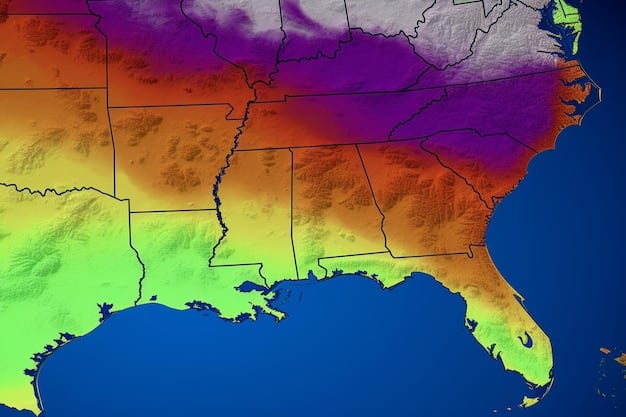 A heatmap showing the projected changes in home prices across different regions of the United States in 2025, with color variations indicating price increases, decreases, or stability.